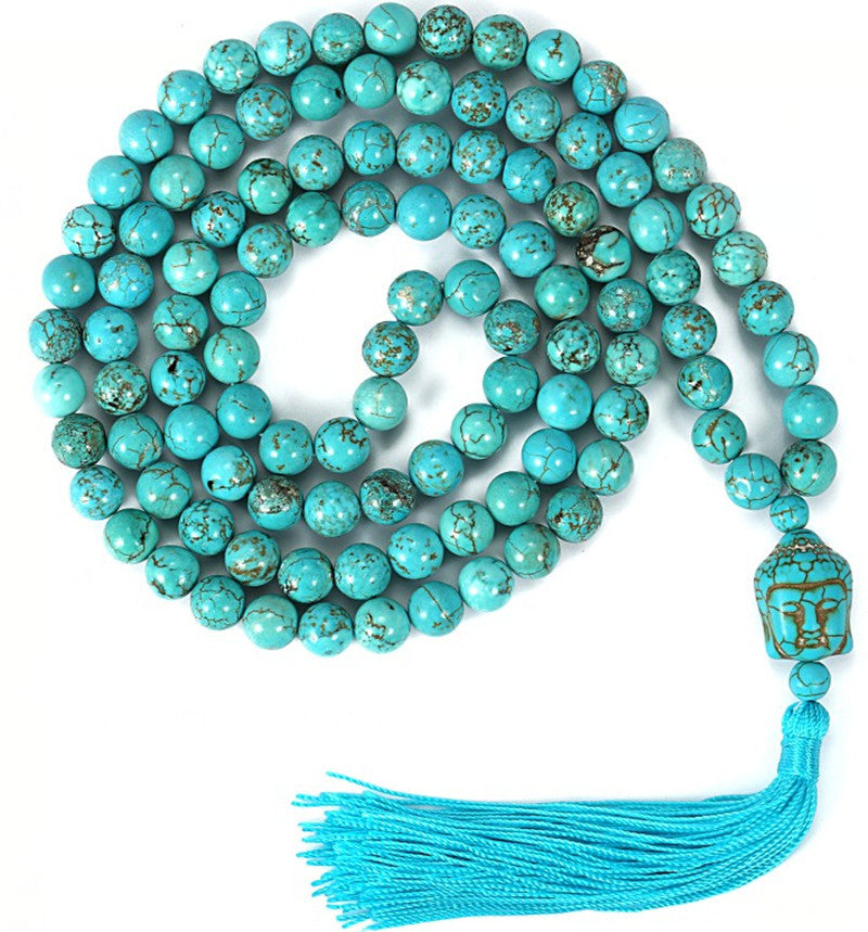 Natural turquoise tassel necklace