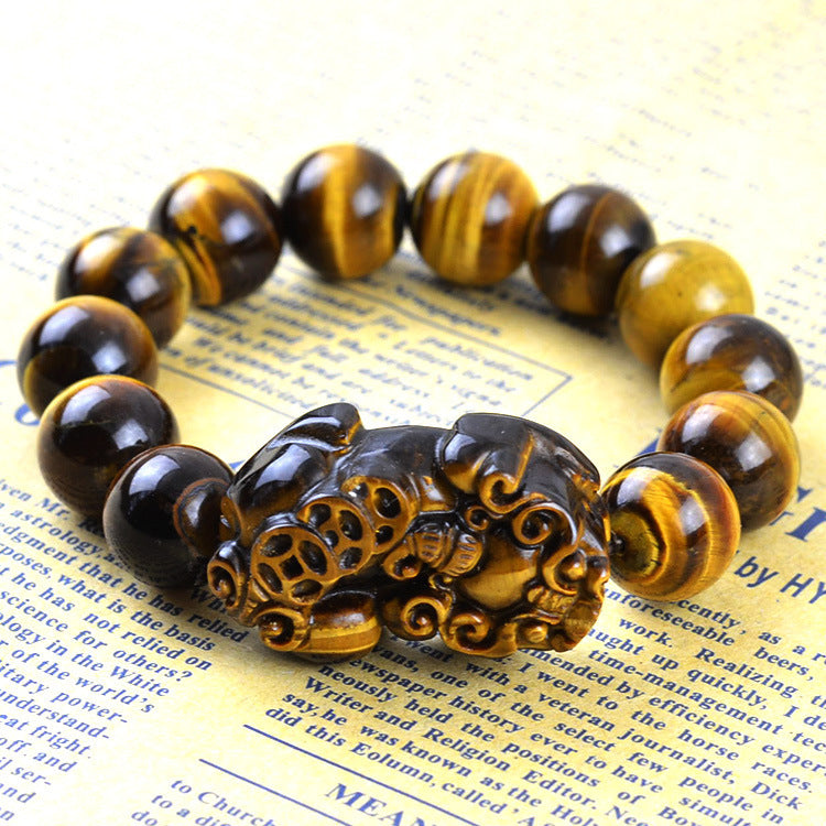 Natural Yellow Tiger Eye Stone Brave Bracelet