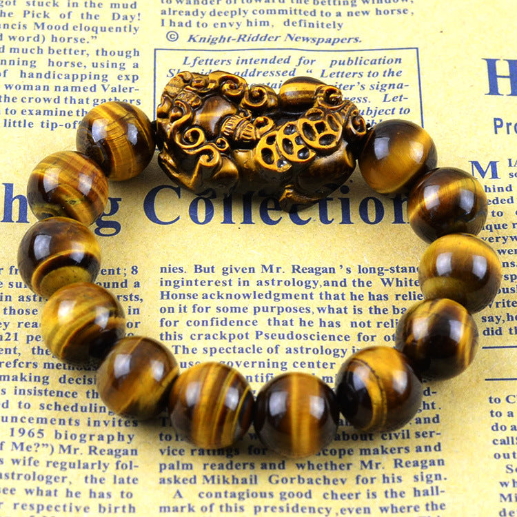 Natural Yellow Tiger Eye Stone Brave Bracelet