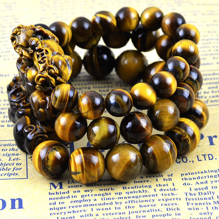 Natural Yellow Tiger Eye Stone Brave Bracelet