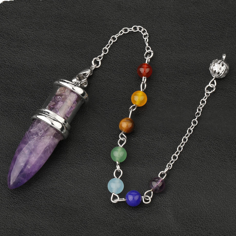 Natural Crystal Pendulum Rough Stone Seven Chakra Necklace Women's Yoga Jewelry