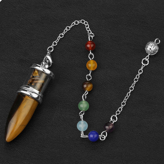 Natural Crystal Pendulum Rough Stone Seven Chakra Necklace Women's Yoga Jewelry