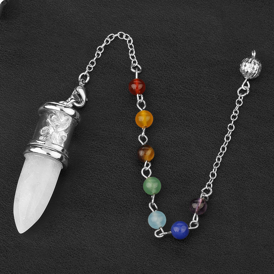 Natural Crystal Pendulum Rough Stone Seven Chakra Necklace Women's Yoga Jewelry