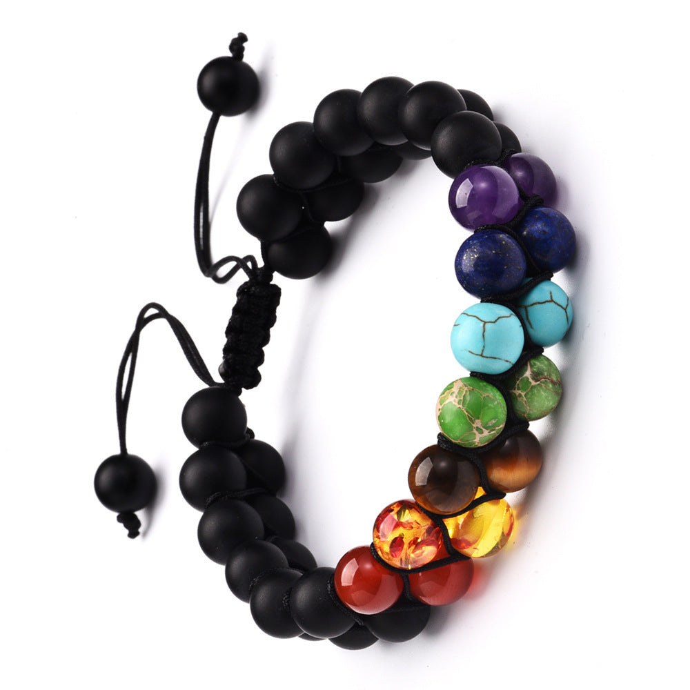 Seven Chakra Crystals Double Layered Natural Stone Bracelet