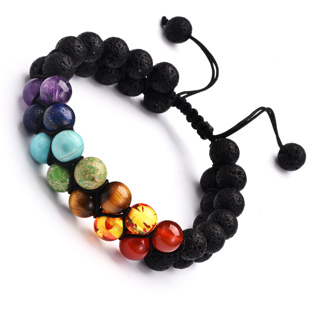 Seven Chakra Crystals Double Layered Natural Stone Bracelet