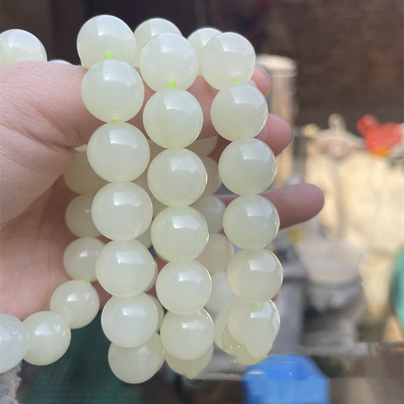 Afghan White Jade, Cat's Eye & Cyan Bead Bracelet