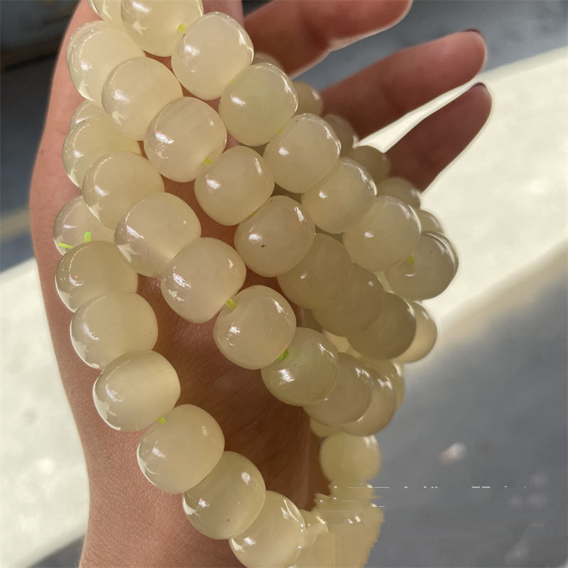 Afghan White Jade, Cat's Eye & Cyan Bead Bracelet