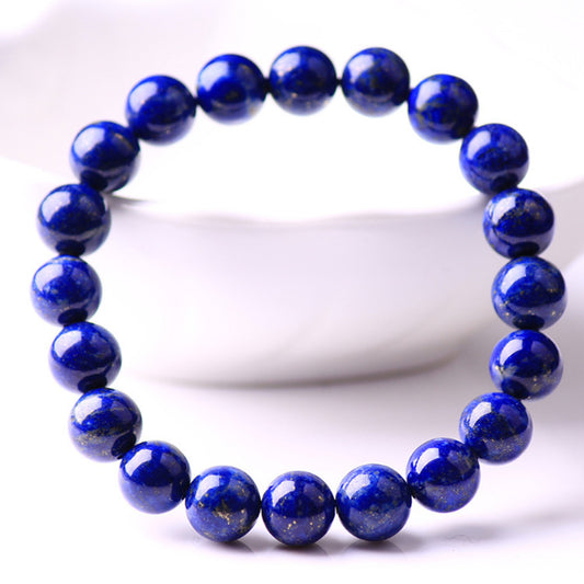 Natural Afghan Lapis Lazuli Round Bead Bracelet