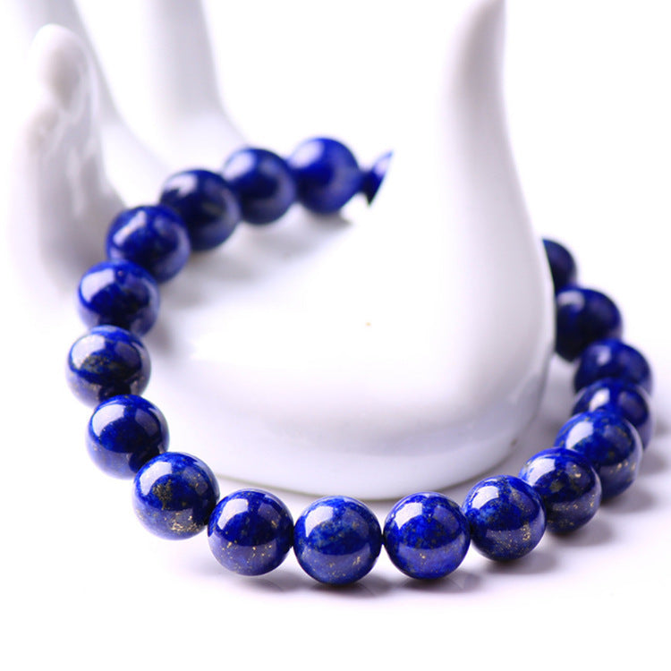 Natural Afghan Lapis Lazuli Round Bead Bracelet