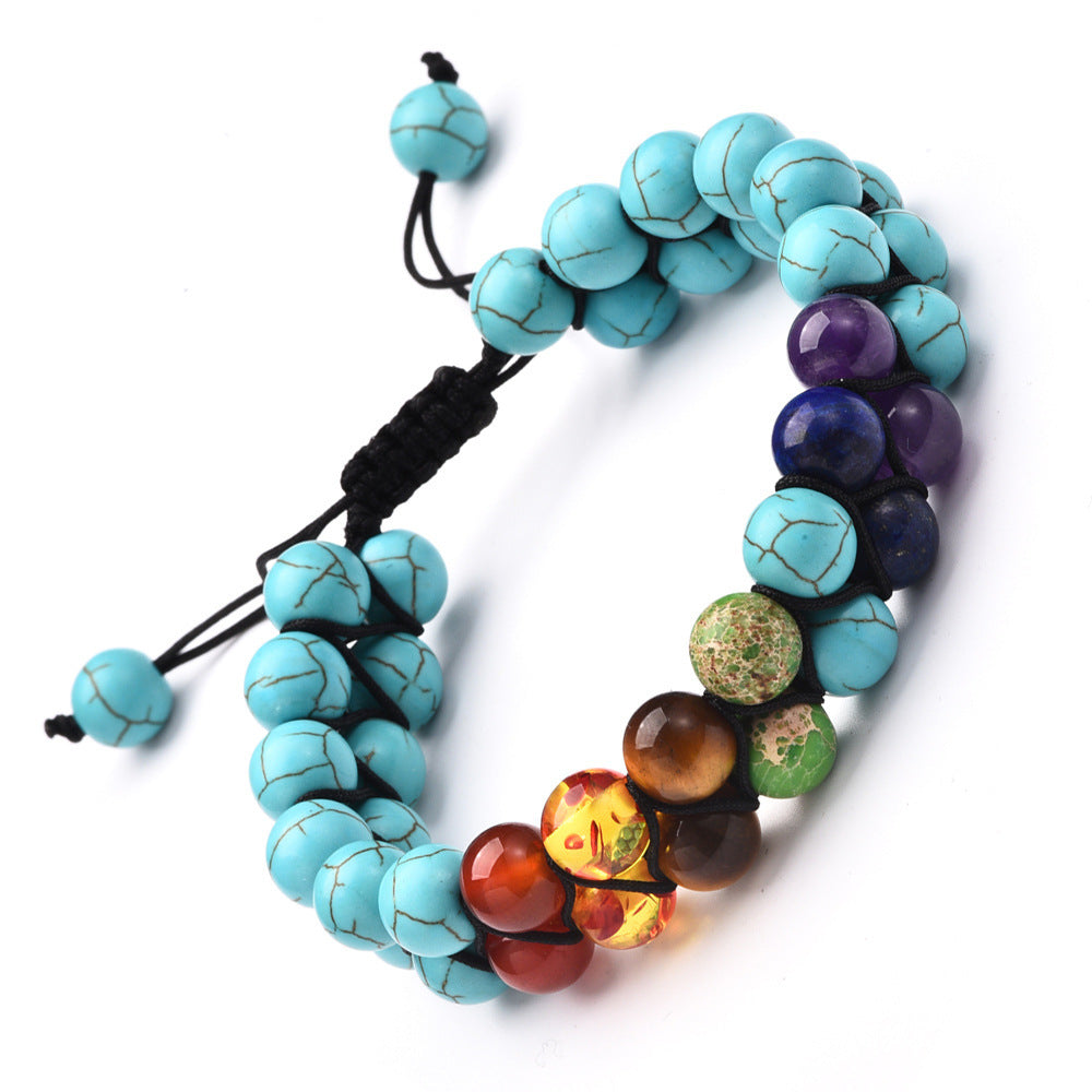 Seven Chakra Crystals Double Layered Natural Stone Bracelet