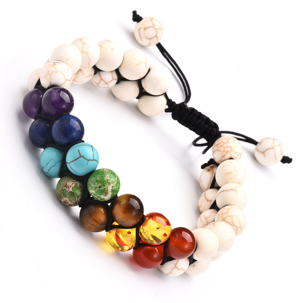 Seven Chakra Crystals Double Layered Natural Stone Bracelet