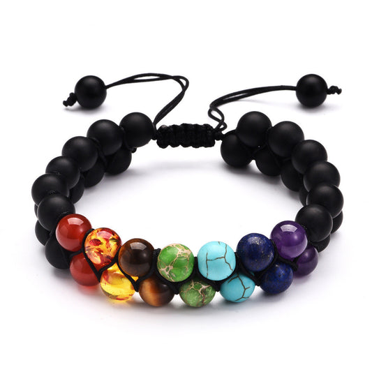 Seven Chakra Crystals Double Layered Natural Stone Bracelet