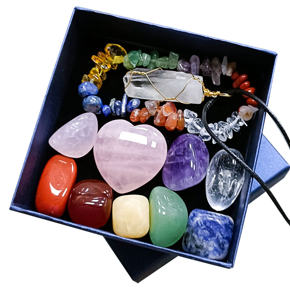 Healing Crystals Set - Pendant, Bracelet amd Chakra Stones