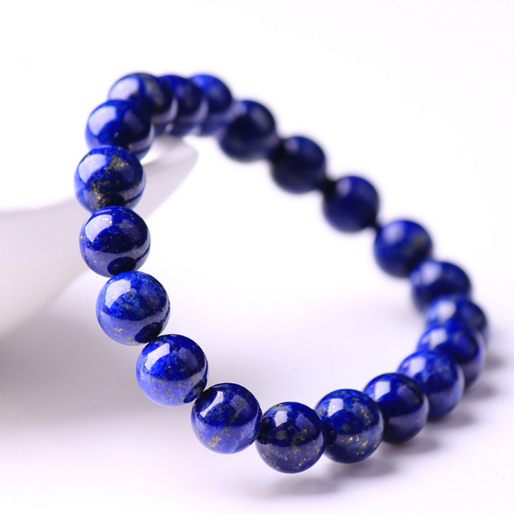 Natural Afghan Lapis Lazuli Round Bead Bracelet