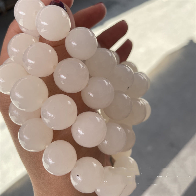 Afghan White Jade, Cat's Eye & Cyan Bead Bracelet